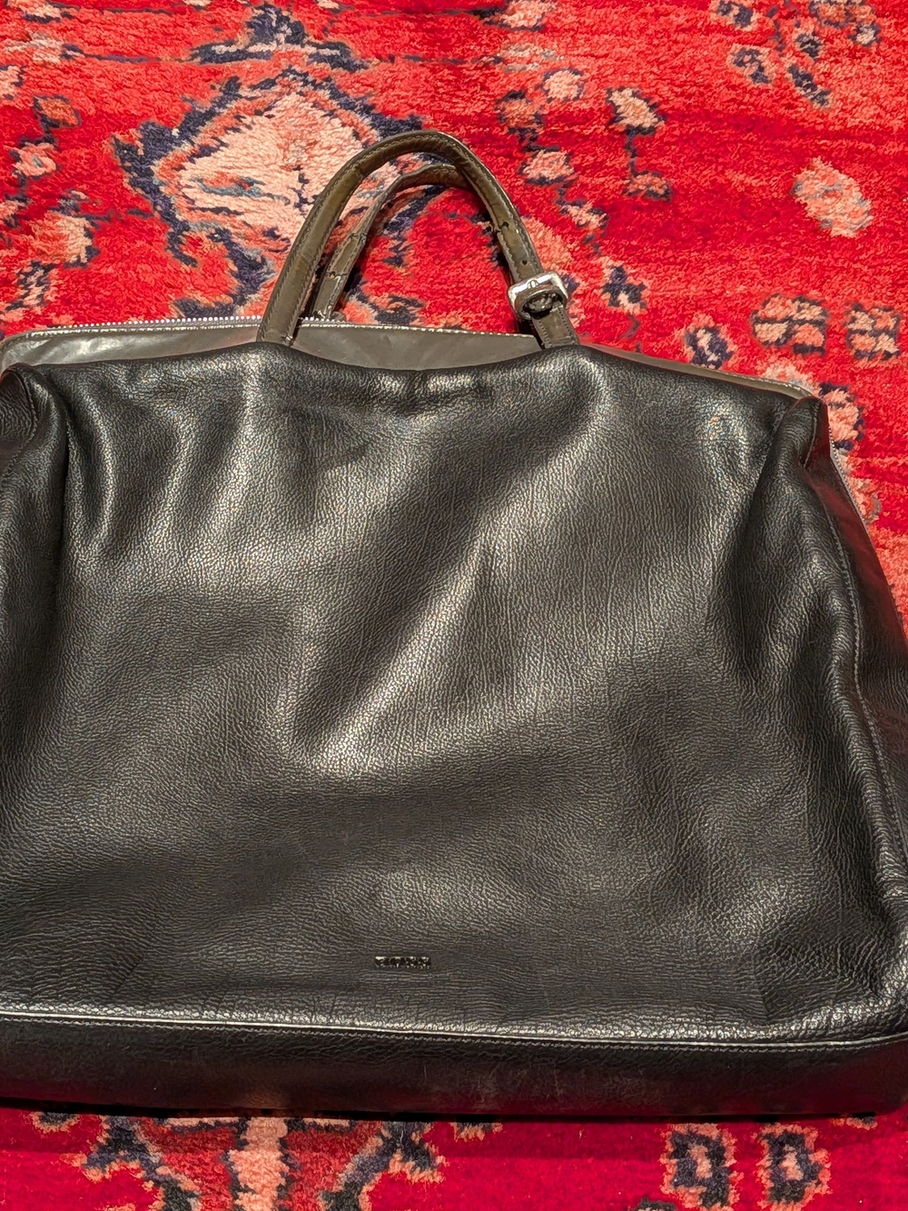 Hugo Boss Soft Leather Tote With Patent Handles